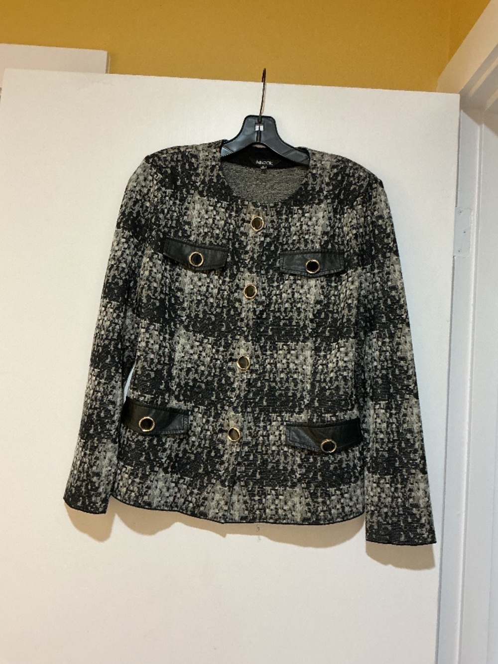 Misook Knit Blazer Black-pattern S